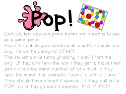 Each student needs a game board and a penny to use as a game