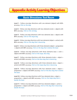 Appendix: Activity Learning Objectives