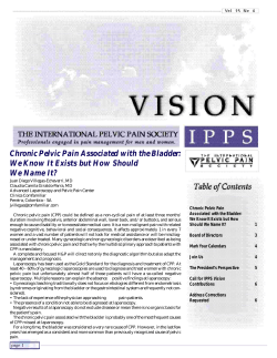 Chronic Pelvic Pain Associated with the Bladder: We Know It Exists