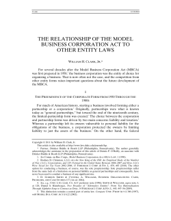 The Relationship of the Model Business Corporation Act to Other