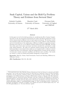 Sunk Capital, Unions and the Hold`Up Problem: Theory and