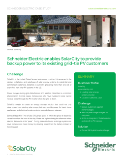 Schneider Electric enables SolarCity to provide backup power to its