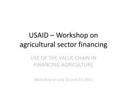 in financing the agricultural value chain