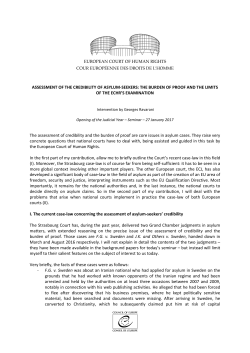 ASSESSMENT OF THE CREDIBILITY OF ASYLUM