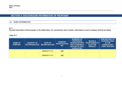 Name of Project Date SECTION A: BACKGROUND INFORMATION