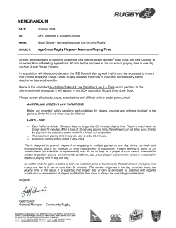 ARU Maximum Playing Time Policy