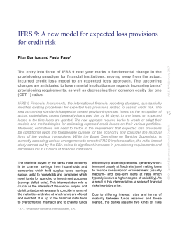 IFRS 9: A new model for expected loss provisions for credit risk