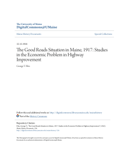The Good Roads Situation in Maine, 1917: Studies in the Economic