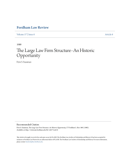 The Large Law Firm Structure&ndash;An Historic Opportunity