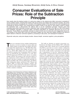 Consumer Evaluations of Sale Prices: Role of the