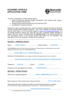 Appeals Case A - Newcastle University