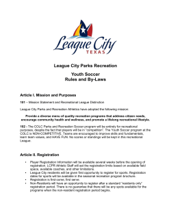 League City Parks Recreation Youth Soccer Rules and By-Laws