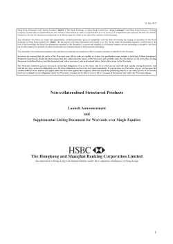 Launch Announcement and Supplemental Listing