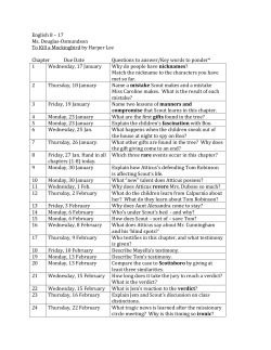 English 8 &ndash; 17 Ms. Douglas-Osmundson To Kill a Mockingbird by