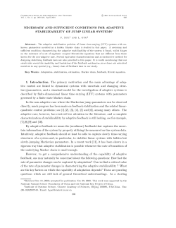 necessary and sufficient conditions for adaptive stabilizability of