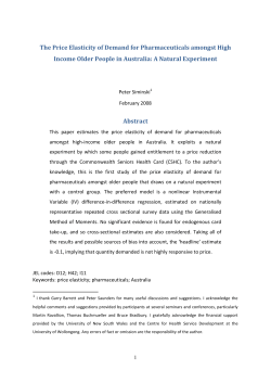 The Price Elasticity of Demand for Pharmaceuticals amongst