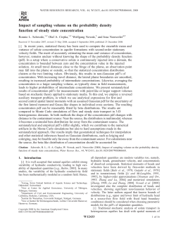 Impact of sampling volume on the probability density function of