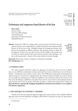 Evolutionary and competence-based theories of the firm