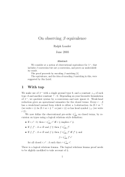 On observing &beta; equivalence