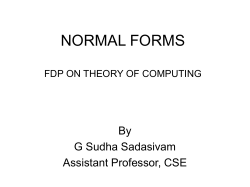NORMAL FORMS FDP ON THEORY OF COMPUTING