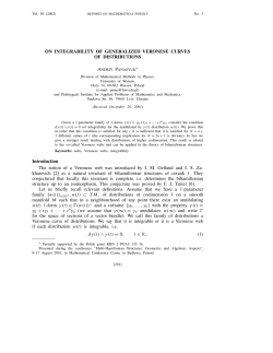 ON INTEGRABILITY OF GENERALIZED VERONESE CURVES OF