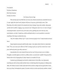 Adachi Tori Adachi Professor Stapleton First Year Seminar October