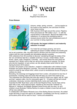 6, 2015 Playtime Paris S/S 2016 Press Release Autumn, winter