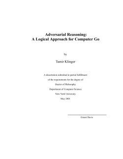 Adversarial Reasoning: A Logical Approach for Computer Go