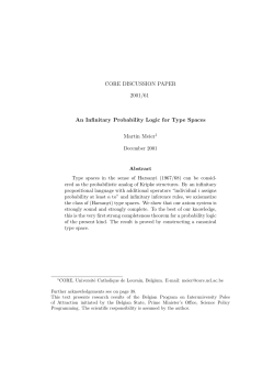 CORE DISCUSSION PAPER 2001/61 An Infinitary Probability Logic