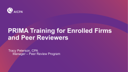 PRIMA Training for Enrolled Firms and Peer Reviewers