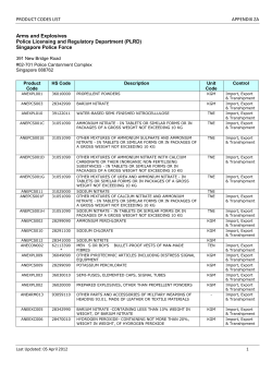 PRODUCT CODES LIST APPENDIX ZA Arms and Explosives Police