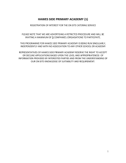 Pre-Qualification Questionnaire for Catering and Cleaning tender