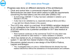 ETD : news since Perugia