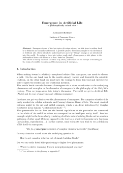 Emergence in Artificial Life