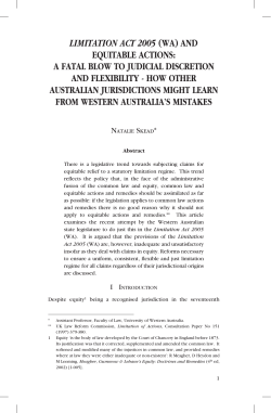 limitation act 2005 (wa) and equitable actions