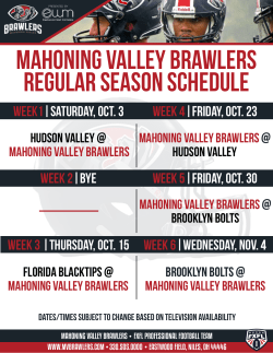 MAHONING VALLEY BRAWLERS regular season schedule