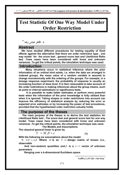 Test Statistic Of One Way Model Under Order Restriction