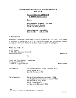 Review of Commission`s order dated 26.5.2015 in Petition No. 91/TT