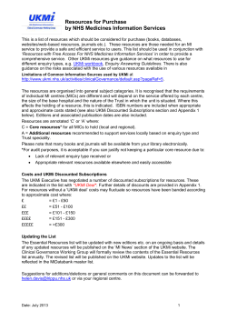 Essential Information Resources for Medicines Information Services