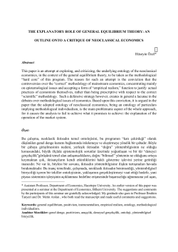 the explanatory role of general equilibrium theory