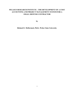 Pegasus Research Institute&mdash;The Development of A cost accounting