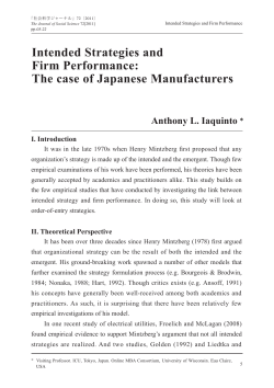 Intended Strategies and Firm Performance: The case of Japanese