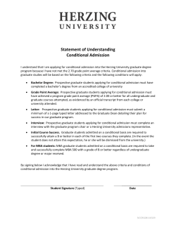 Statement of Understanding Conditional Admission