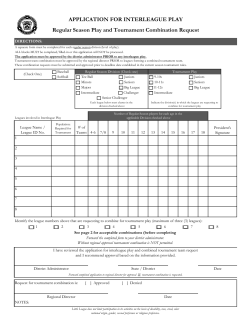 APPLICATION FOR INTERLEAGUE PLAY Regular Season Play