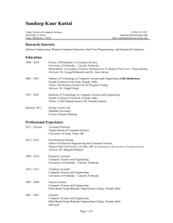 Curriculum Vitae - Sandeep Kaur Kuttal