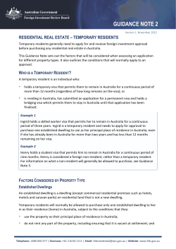 Temporary Resident - Foreign Investment Review Board