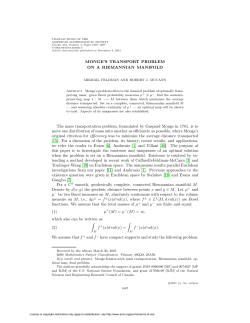 MONGE`S TRANSPORT PROBLEM ON A RIEMANNIAN MANIFOLD