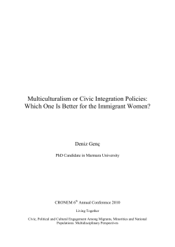 Multiculturalism, New Notion of Integration and Immigrant Women