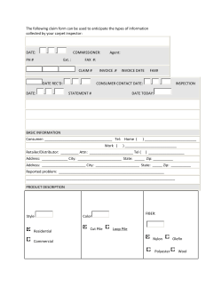 The following claim form can be used to anticipate the types of