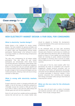 New electricity market design: a fair deal for